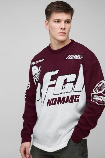 Tall Oversized Moto Knitted Long Sleeve T-Shirt burgundy