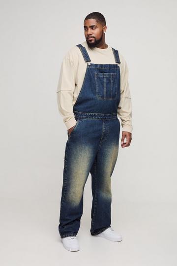 Plus Straight Leg Dungaree mid wash