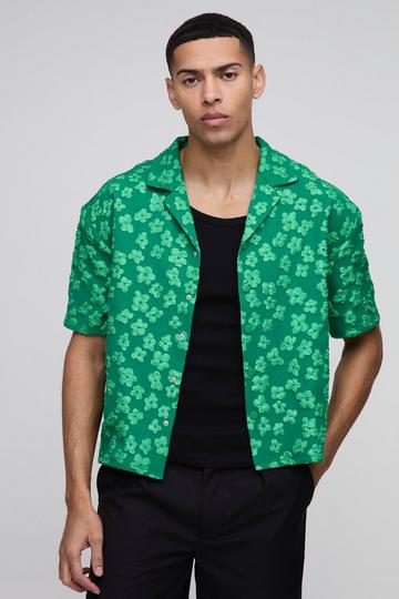 Oversized Boxy Jacquard Bloemen Overhemd green