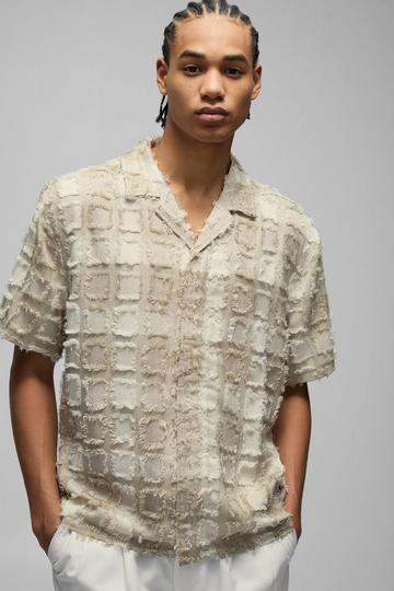 Oversized Getufte Blouse Met Textuur En Rits stone