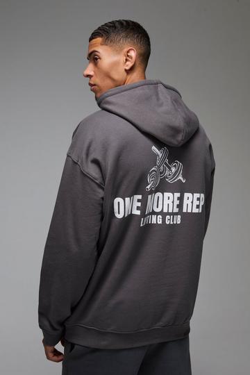 Charcoal Grey Man Active One More Rep Oversized Hoodie