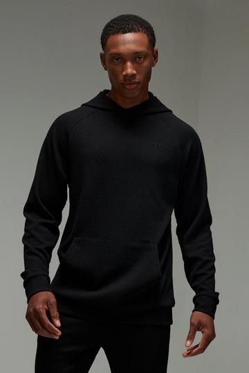 Man Sport Textured Double Knit Hoodie black