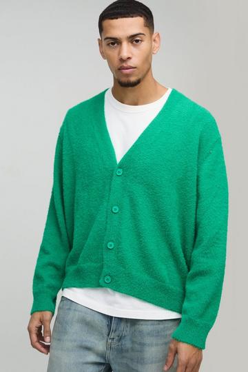 Gebreide Boxy Pluizige Cardigan green