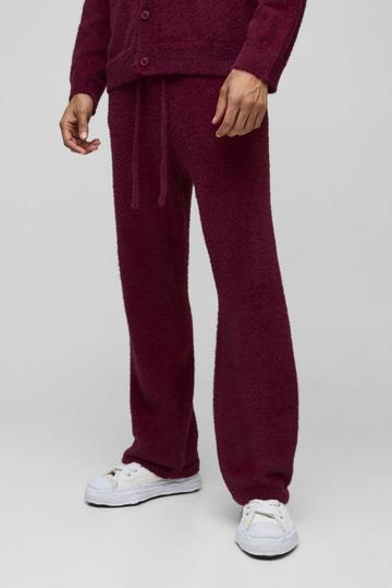 Relaxed Fit Fluffy Knitted Joggers burgundy