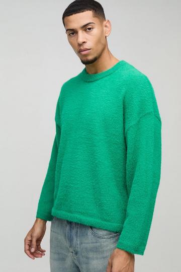 Boxy Fluffy Knitted Jumper green