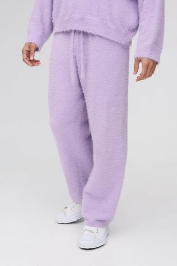 Lila Violet Gebreide Baggy Super Pluizige Joggingbroek