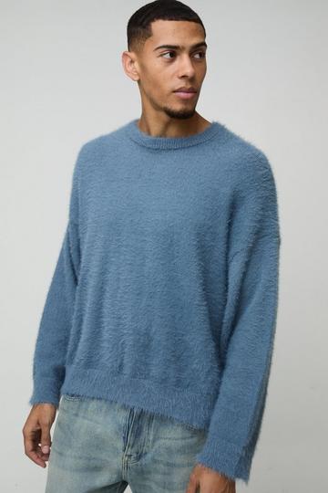 Oversized Super Fluffy Knitted Jumper slate blue