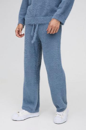 Blue Relaxed Fit Super Fluffy Knitted Joggers