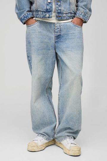 Baggy Onbewerkte Stonewash Jeans light blue