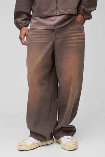 Super Baggy Rigid Washed Brown Jeans brown