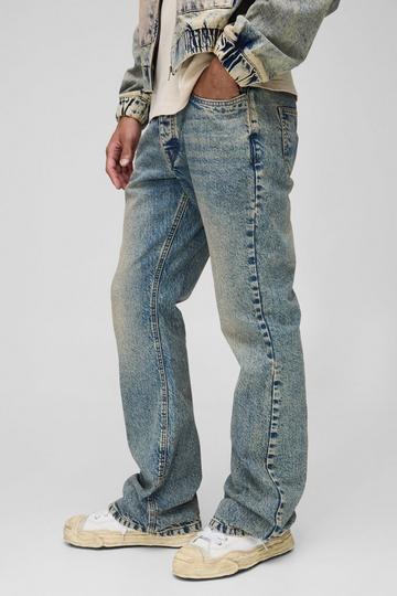 Stacked Baggy Antiek Gebleekte Jeans Met Wijde Pijpen antique blue