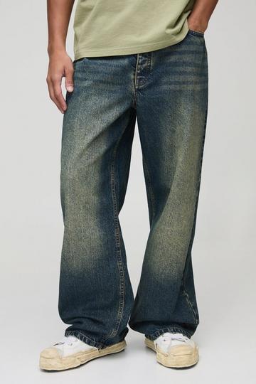 Wide Leg Stacked Antique Washed Jeans antique wash