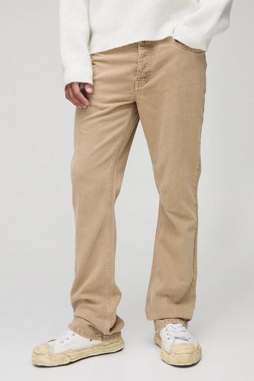 Slim Flared Stacked Washed Jeans light brown