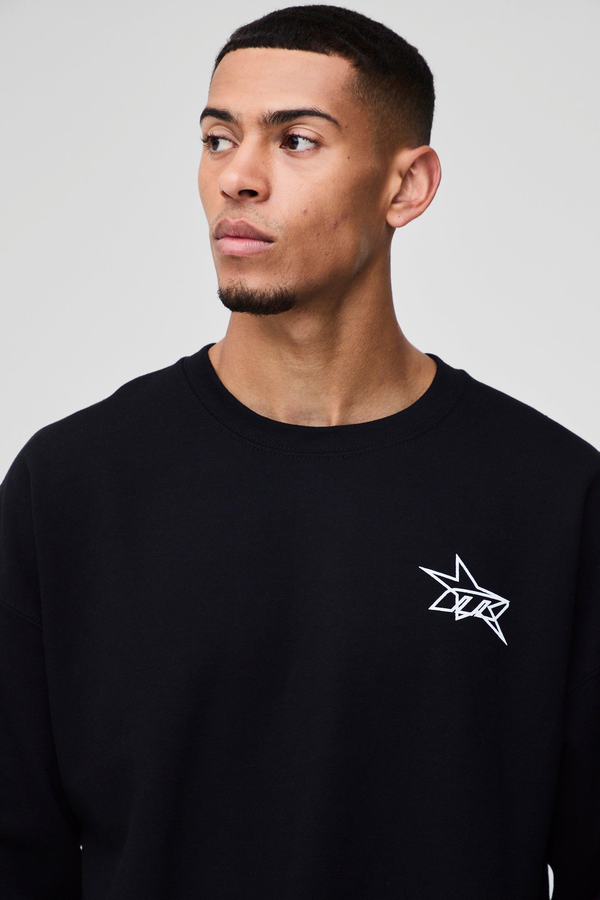 Oversized Wash M Star Branded Printed Sweatshirt boohoo