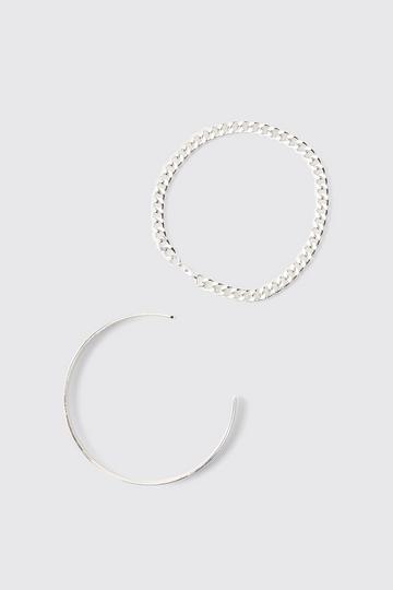 Cuff And Chain Bracelet silver