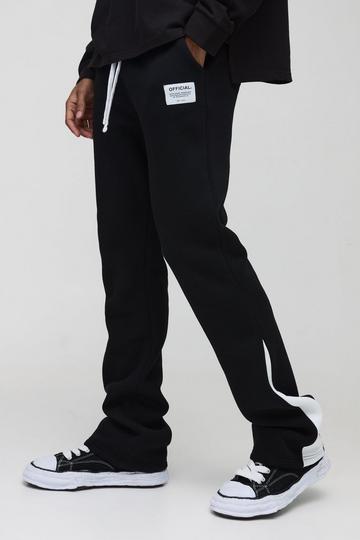 Slim Fit Flare Stacked Woven Tab Gusset Jogger black