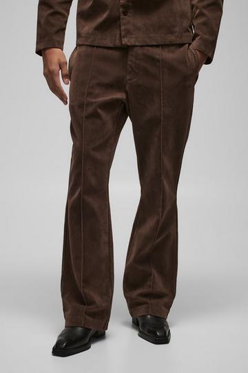 Straight Leg Heavyweight Faux Suede Flare Trouser chocolate