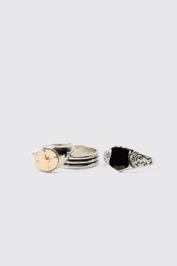 Silver Signet Ring 3 Pack