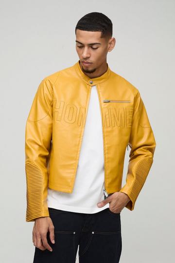 Boxy Homme PU Biker Jacket mustard