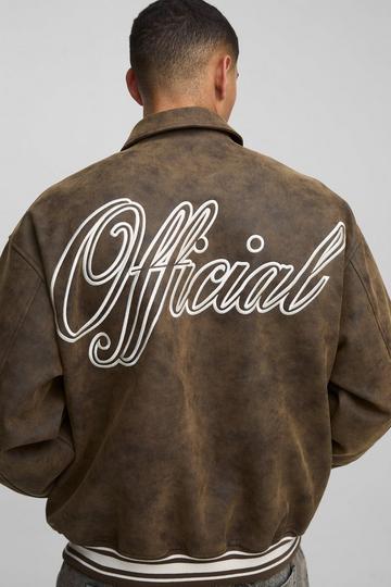 Official Oversized Varsity Jacket Met Dubbele Kraag brown