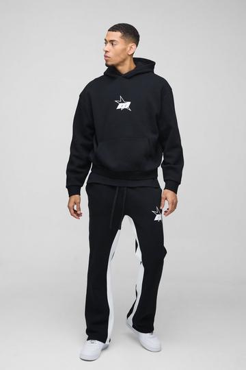 Oversized Boxy M Star Extended Drawcord Hooded Tracksuit black