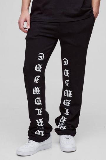 Slim Stacked Printed Flared Jogger black