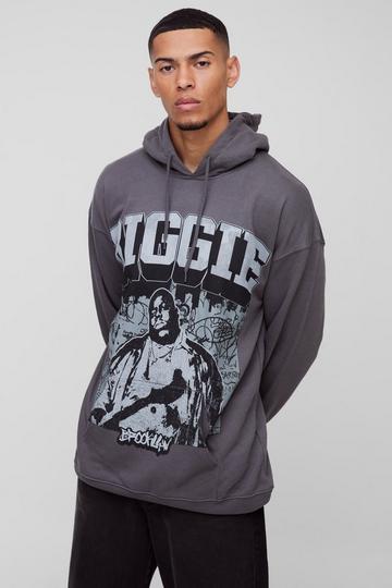 Regular Fit Biggie License Print Hoodie charcoal