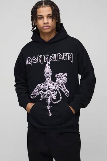 Oversized Iron Maiden License Print Hoodie black