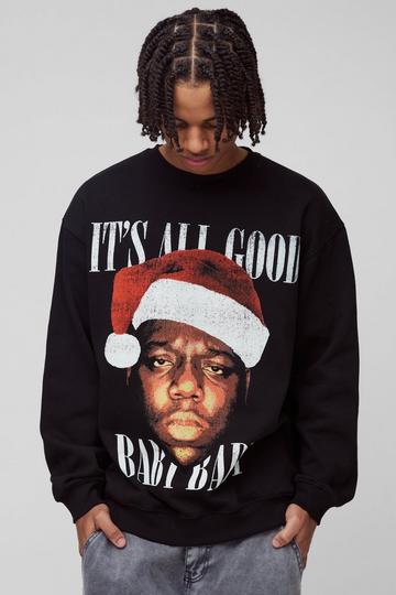 Oversized Gelicenseerde Biggie Kerst Trui black