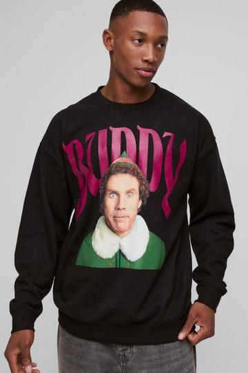 Oversized Buddy The Elf Christmas License Print Sweatshirt black