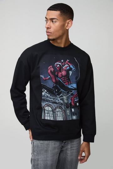 Oversized Gelicenseerde Spiderman Kerst Trui black