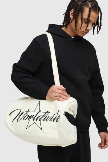 Canvas graphic duffle bag black