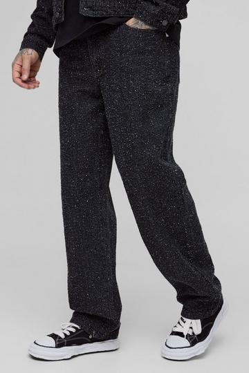 Tall Textured Denim Relaxed Fit Jeans black