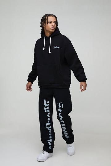 Oversized Worldwide Gusset Twisted Drawcord Tracksuit black