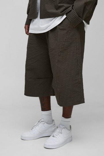 Plus Geruite Geplooide Baggy Ribfluwelen Shorts charcoal