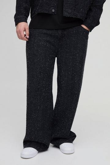 Plus Textured Denim Relaxed Fit Jeans black