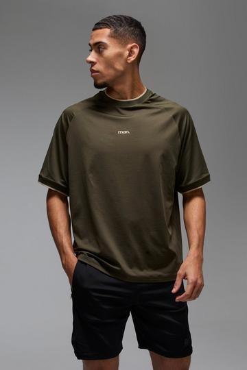 Man Sport Oversized Performance T-shirt khaki