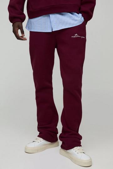 Slim Flare Stacked Man Print Jogger burgundy