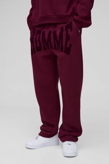 Oversized Homme Flock Print Jogger burgundy