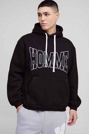 Oversized Homme Hoodie Met Print black