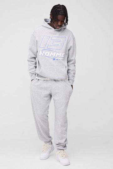 Oversized 13 Homme Print Hooded Tracksuit grey