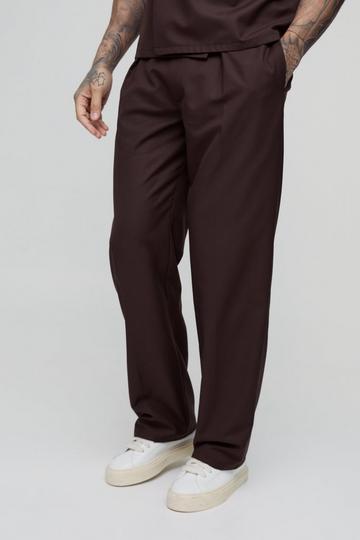 Tall Relaxed Fit Tailored Belted Pleat Trousers chocolate