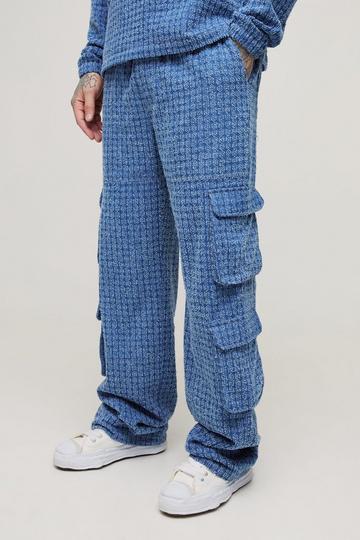 Tall Textured Denim Relaxed Fit Cargo Jeans mid blue