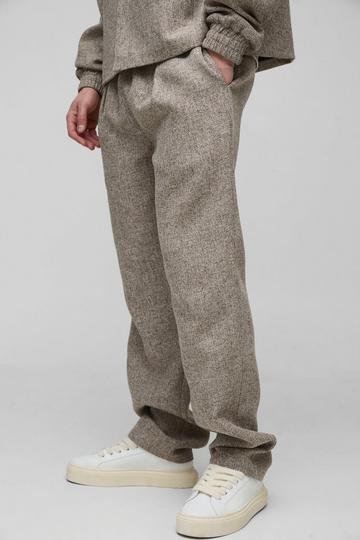 Tall Straight Leg Boucle Elasticated Waist Trousers taupe