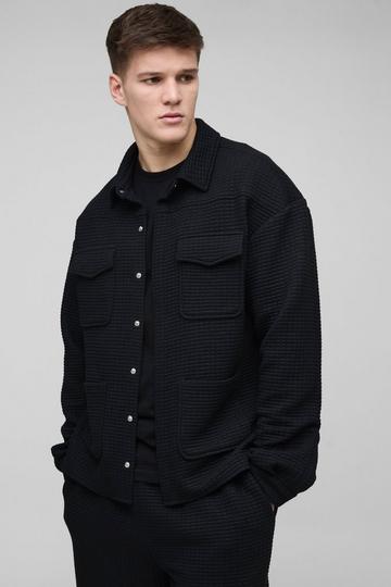 Tall Quilted Oversized Overshirt black