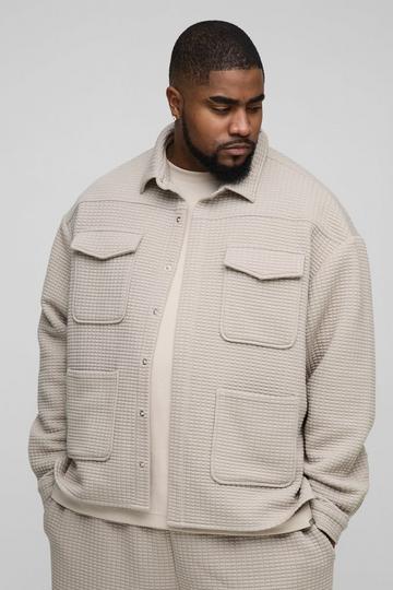 Plus Quilted Oversized Overshirt taupe