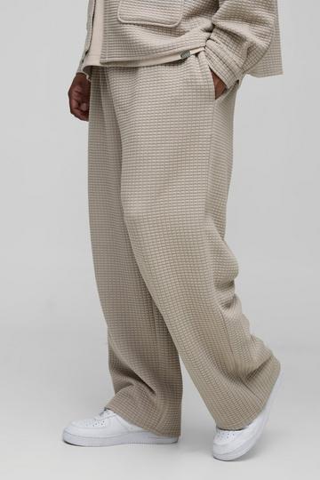 Plus Gewatteerde Baggy Broek Met Stiksels En Elastische Taille taupe