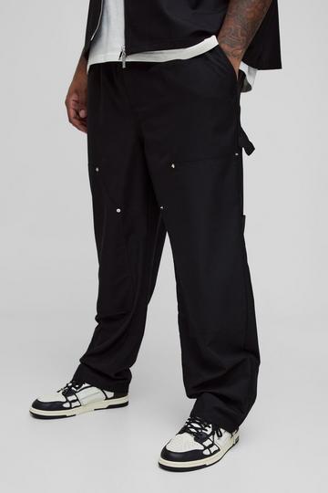 Plus Straight Leg Carpenter Detail Trousers black