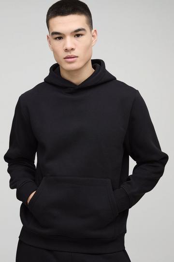 Black 330GSM Basic Over The Head Hoodie