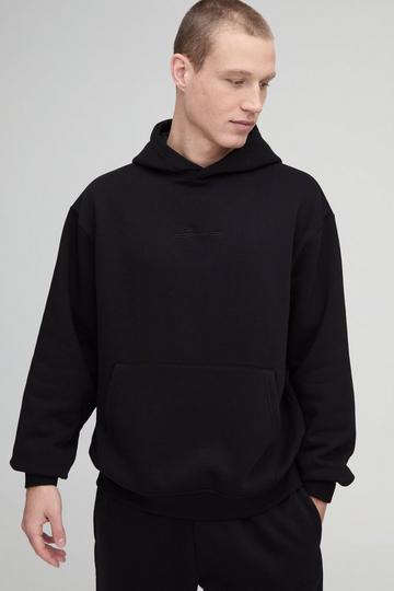 330GSM Oversized BM Signature Over The Head Hoodie black
